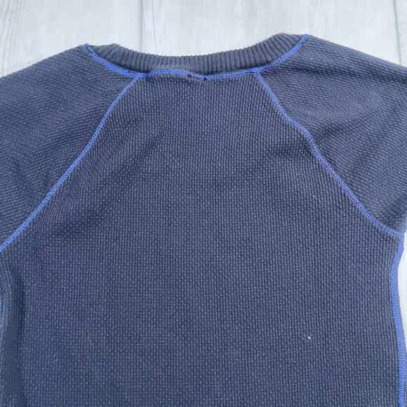 Free People Women's Small In The Mix Cuff Top Navy Blue Thermal Boho Long Sleeve - Picture 7 of 12